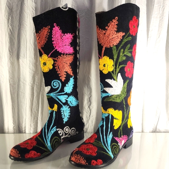 Vintage Custom Suzani Riding Boots - Picture 1 of 13